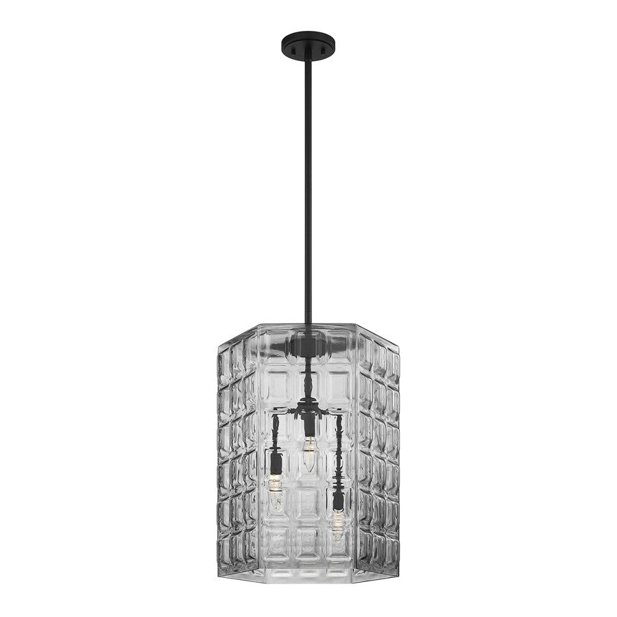 Savoy House Reddick 3 Lt Pendant, Clear Geometric, Matte Black