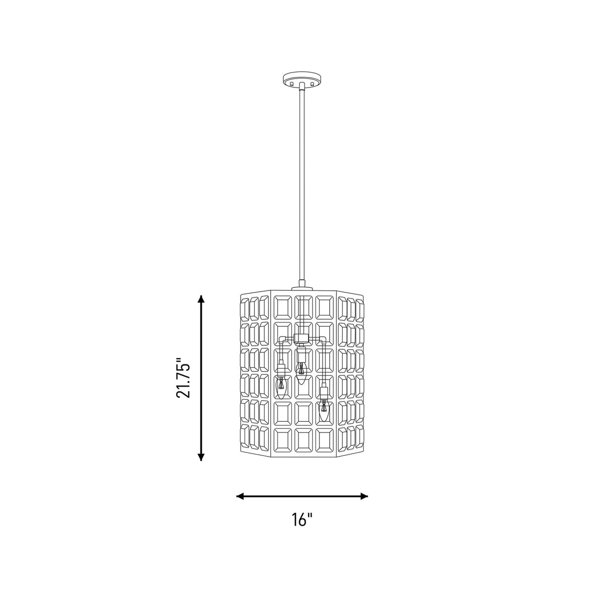 Savoy House Reddick 3 Lt Pendant, Clear Geometric, Matte Black