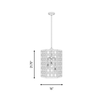 Savoy House Reddick 3 Lt Pendant, Clear Geometric, Matte Black