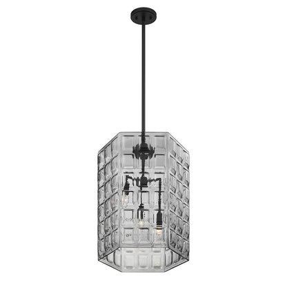 Savoy House Reddick 3 Lt Pendant, Clear Geometric, Matte Black
