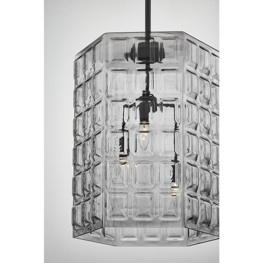 Savoy House Reddick 3 Lt Pendant, Clear Geometric, Matte Black