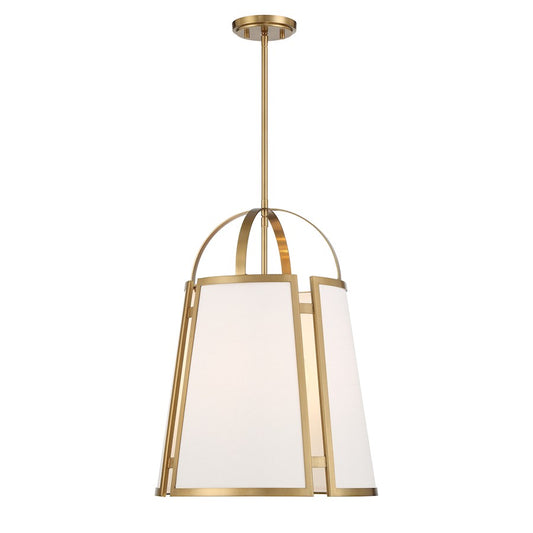 4 Light Pendant, Warm Brass