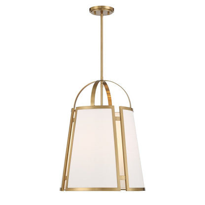 4 Light Pendant, Warm Brass