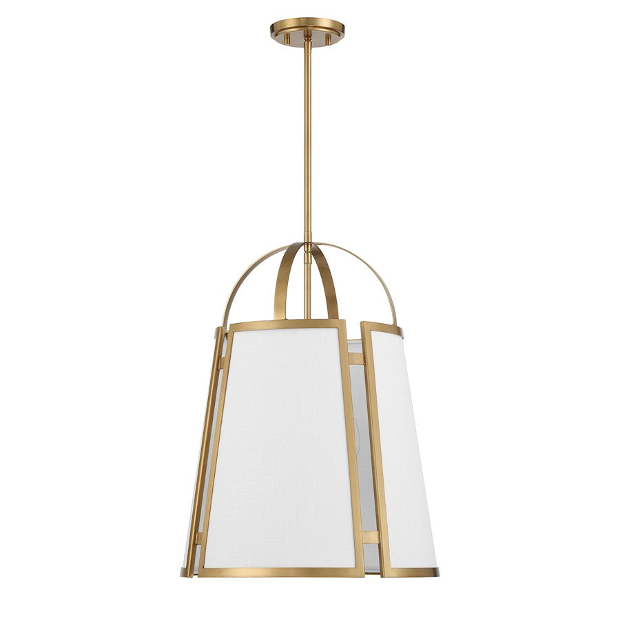 4 Light Pendant, Warm Brass