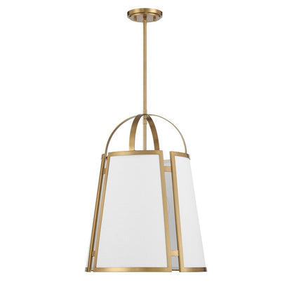 4 Light Pendant, Warm Brass