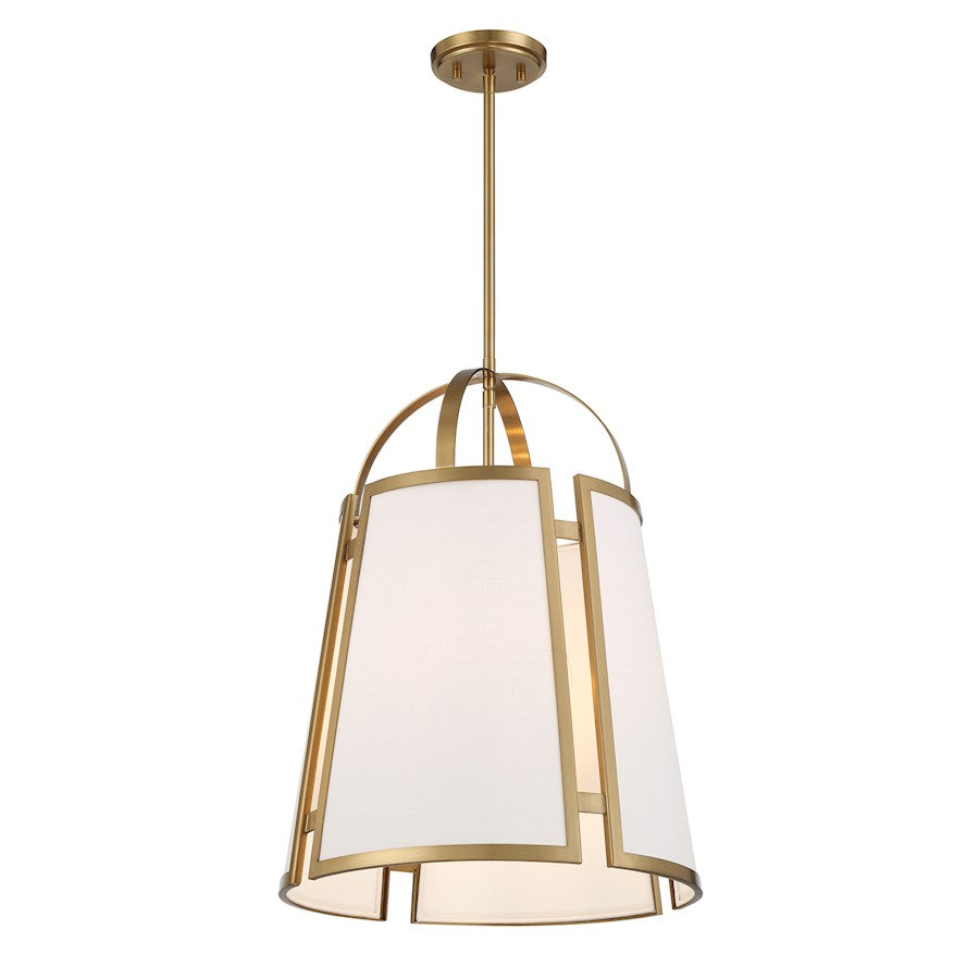 4 Light Pendant, Warm Brass
