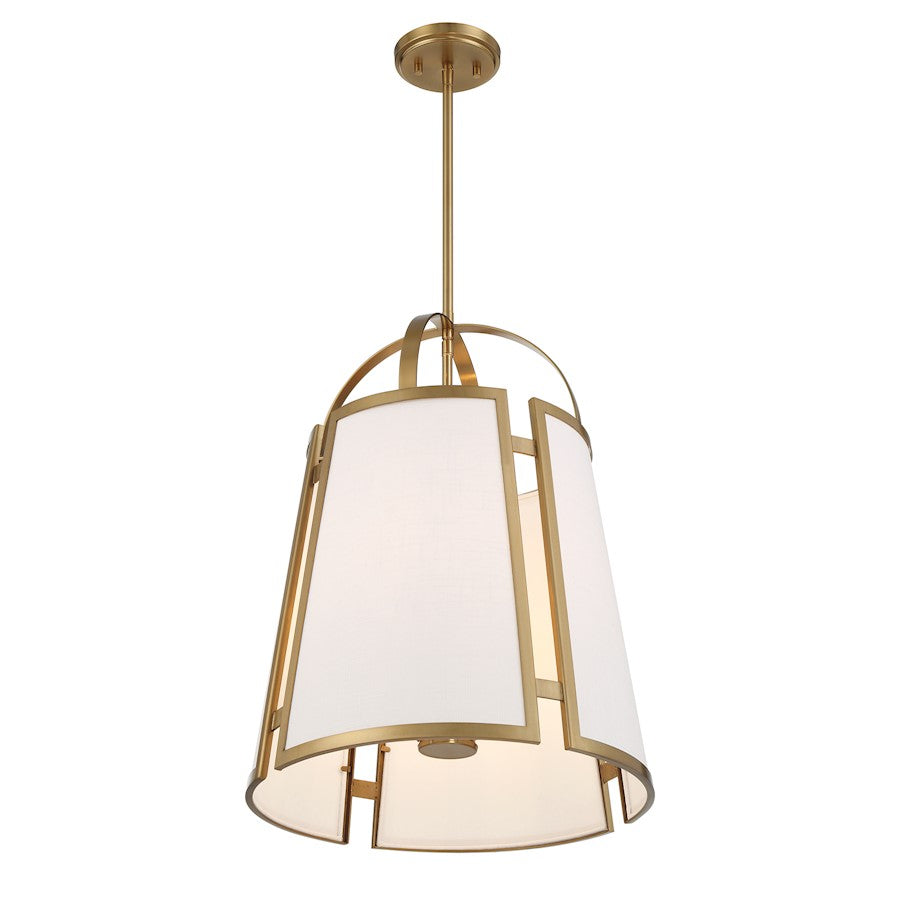4 Light Pendant, Warm Brass