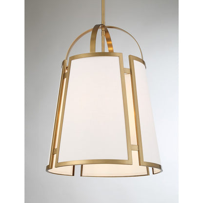 4 Light Pendant, Warm Brass