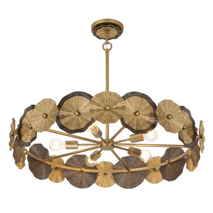 Savoy House Lincoln 5 Light Pendant, Distressed Gold and Bronze