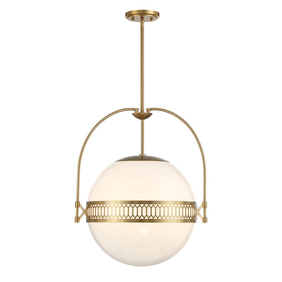 3 Light Pendant, Warm Brass/Strie