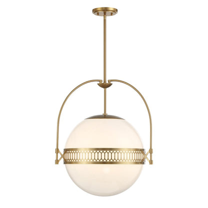 3 Light Pendant, Warm Brass/Strie