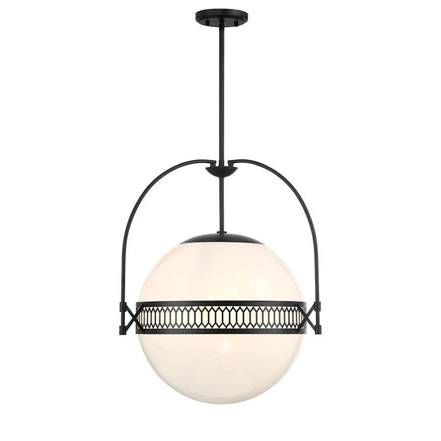 3 Light Pendant, Matte Black/Strie