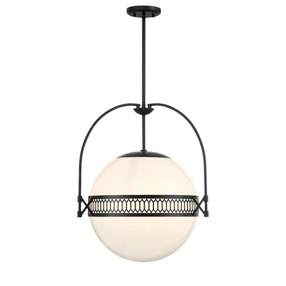 3 Light Pendant, Matte Black/Strie