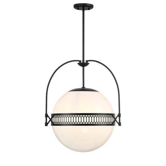 3 Light Pendant, Matte Black/Strie