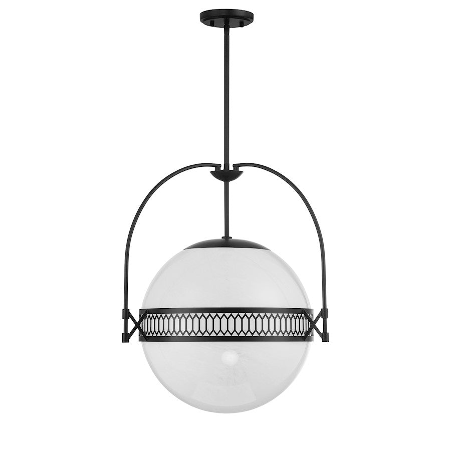 3 Light Pendant, Matte Black/Strie