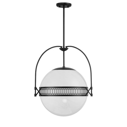 3 Light Pendant, Matte Black/Strie