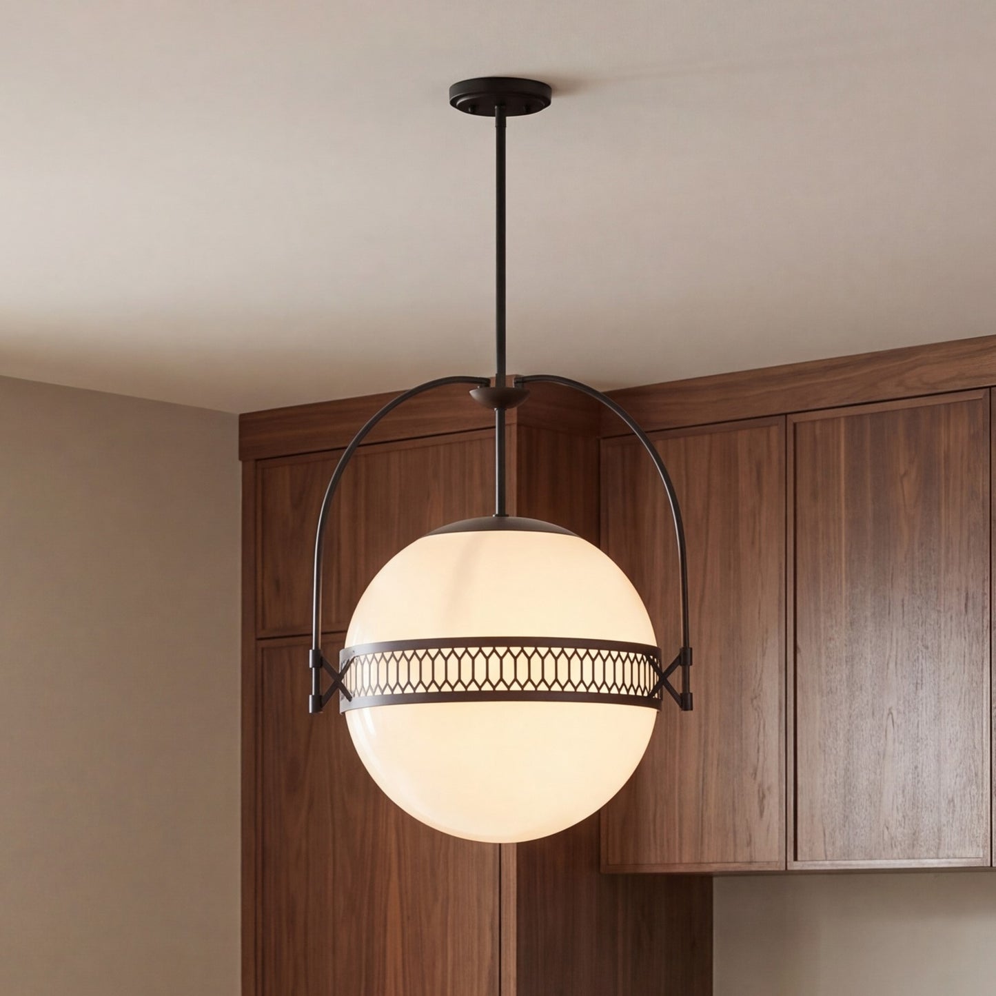 3 Light Pendant, Matte Black/Strie