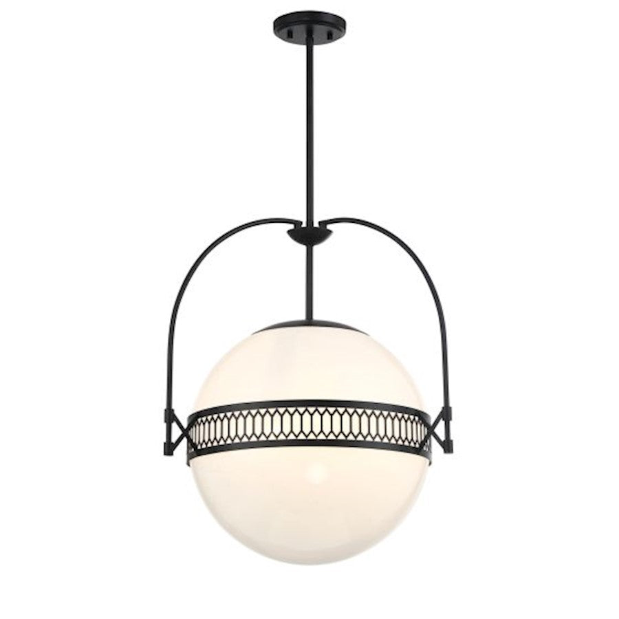 3 Light Pendant, Matte Black/Strie