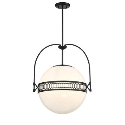 3 Light Pendant, Matte Black/Strie