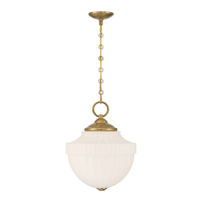 Savoy House Montrose 14in 1-Light Pendant | Vintage Warm Brass and White Opal Glass | Kitchen Island & Dining Room | 14 x 14 x 16.38 | Model 7-6999-1-322