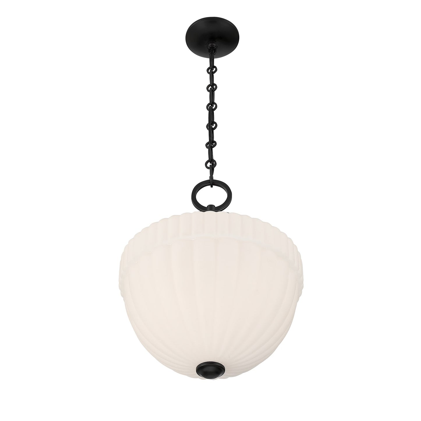 Savoy House Montrose 14in 1-Light Pendant | Vintage Industrial Matte Black and White Opal Glass | Kitchen Island & Dining Room | 14 in | Model 7-6999-1-89