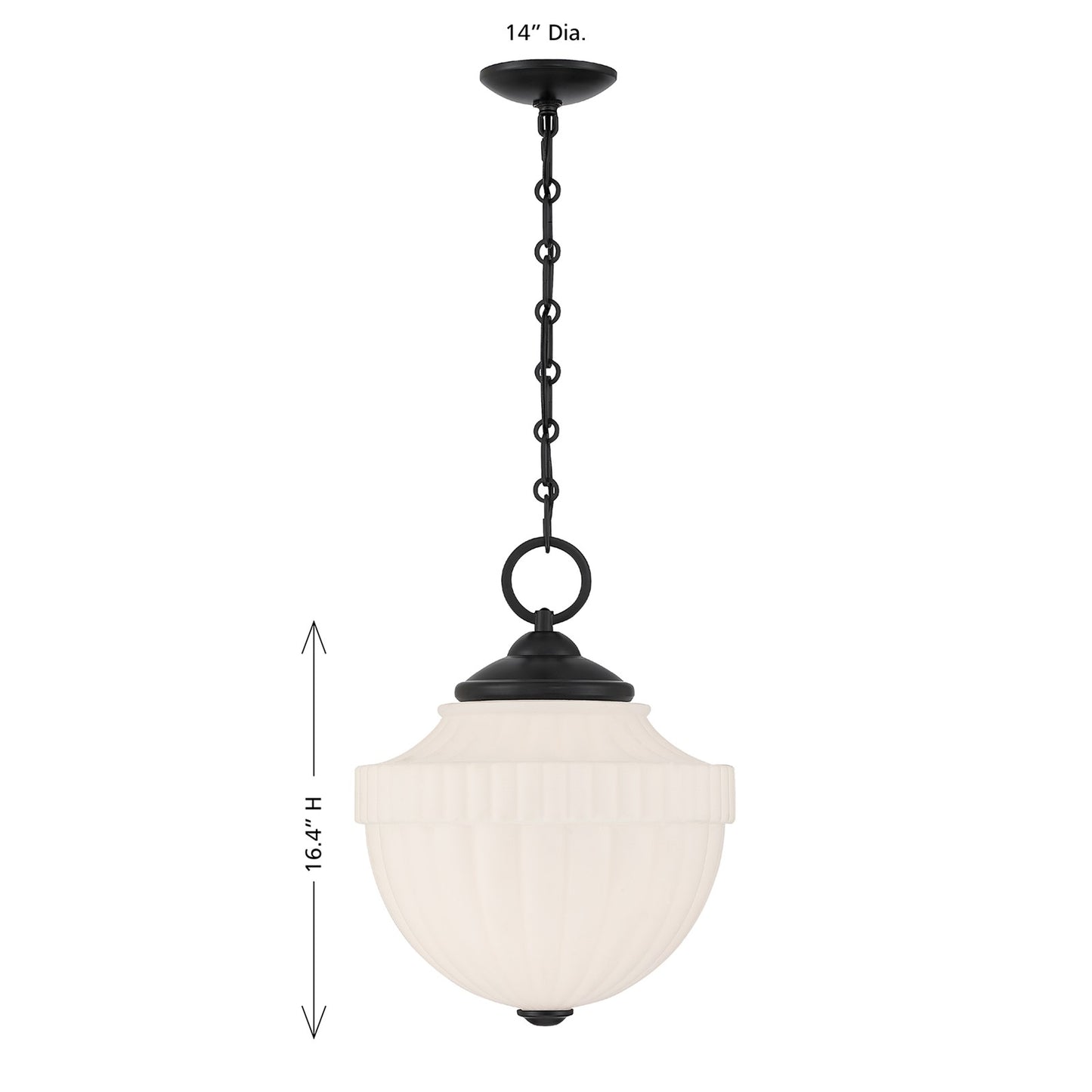 Savoy House Montrose 14in 1-Light Pendant | Vintage Industrial Matte Black and White Opal Glass | Kitchen Island & Dining Room | 14 in | Model 7-6999-1-89