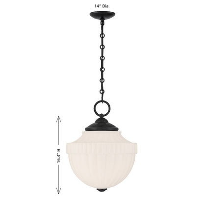 Savoy House Montrose 14in 1-Light Pendant | Vintage Industrial Matte Black and White Opal Glass | Kitchen Island & Dining Room | 14 in | Model 7-6999-1-89