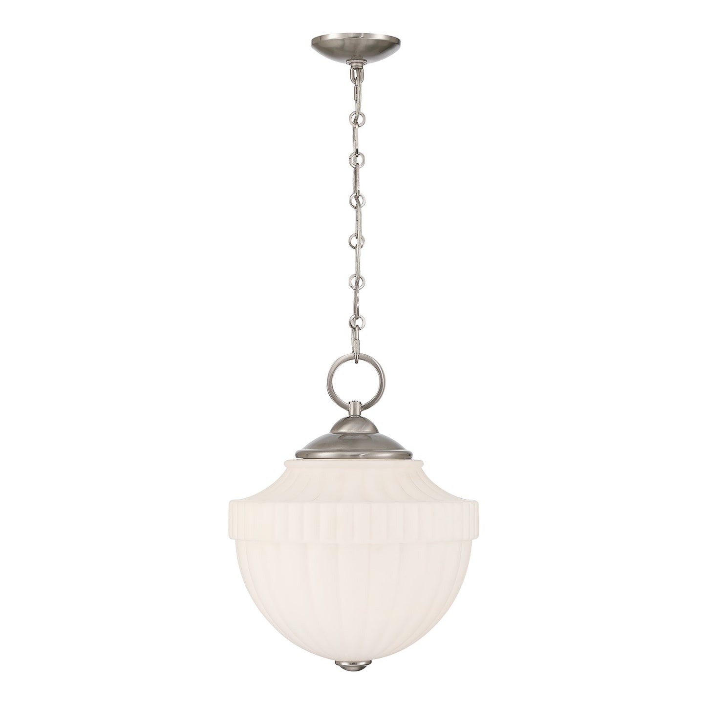 Savoy House Montrose 14in 1-Light Pendant | Vintage Satin Nickel and White Opal Glass | Kitchen & Breakfast Nook | 14 x 14 x 16.38 in | Model 7-6999-1-SN