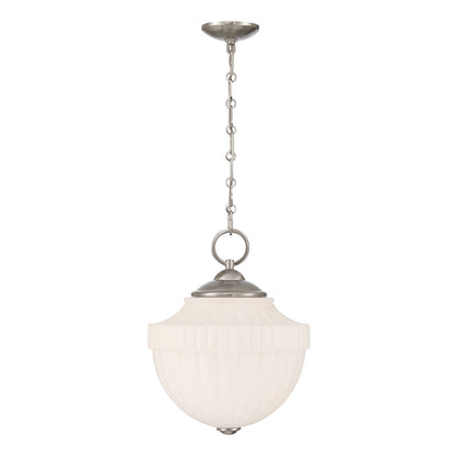 Savoy House Montrose 14in 1-Light Pendant | Vintage Satin Nickel and White Opal Glass | Kitchen & Breakfast Nook | 14 x 14 x 16.38 in | Model 7-6999-1-SN