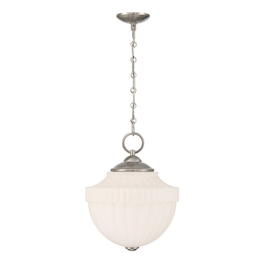 Savoy House Montrose 14in 1-Light Pendant | Vintage Satin Nickel and White Opal Glass | Kitchen & Breakfast Nook | 14 x 14 x 16.38 in | Model 7-6999-1-SN