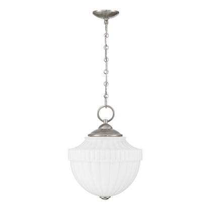 Savoy House Montrose 14in 1-Light Pendant | Vintage Satin Nickel and White Opal Glass | Kitchen & Breakfast Nook | 14 x 14 x 16.38 in | Model 7-6999-1-SN