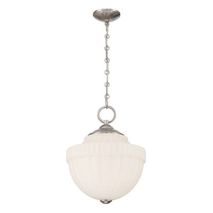 Savoy House Montrose 14in 1-Light Pendant | Vintage Satin Nickel and White Opal Glass | Kitchen & Breakfast Nook | 14 x 14 x 16.38 in | Model 7-6999-1-SN