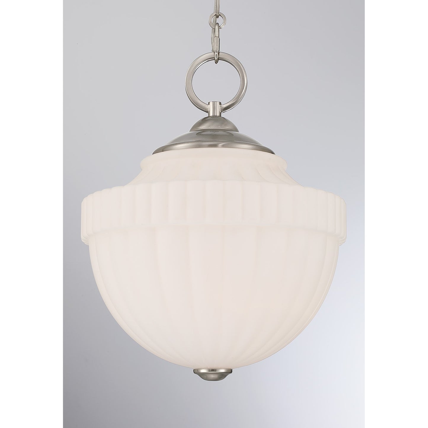 Savoy House Montrose 14in 1-Light Pendant | Vintage Satin Nickel and White Opal Glass | Kitchen & Breakfast Nook | 14 x 14 x 16.38 in | Model 7-6999-1-SN