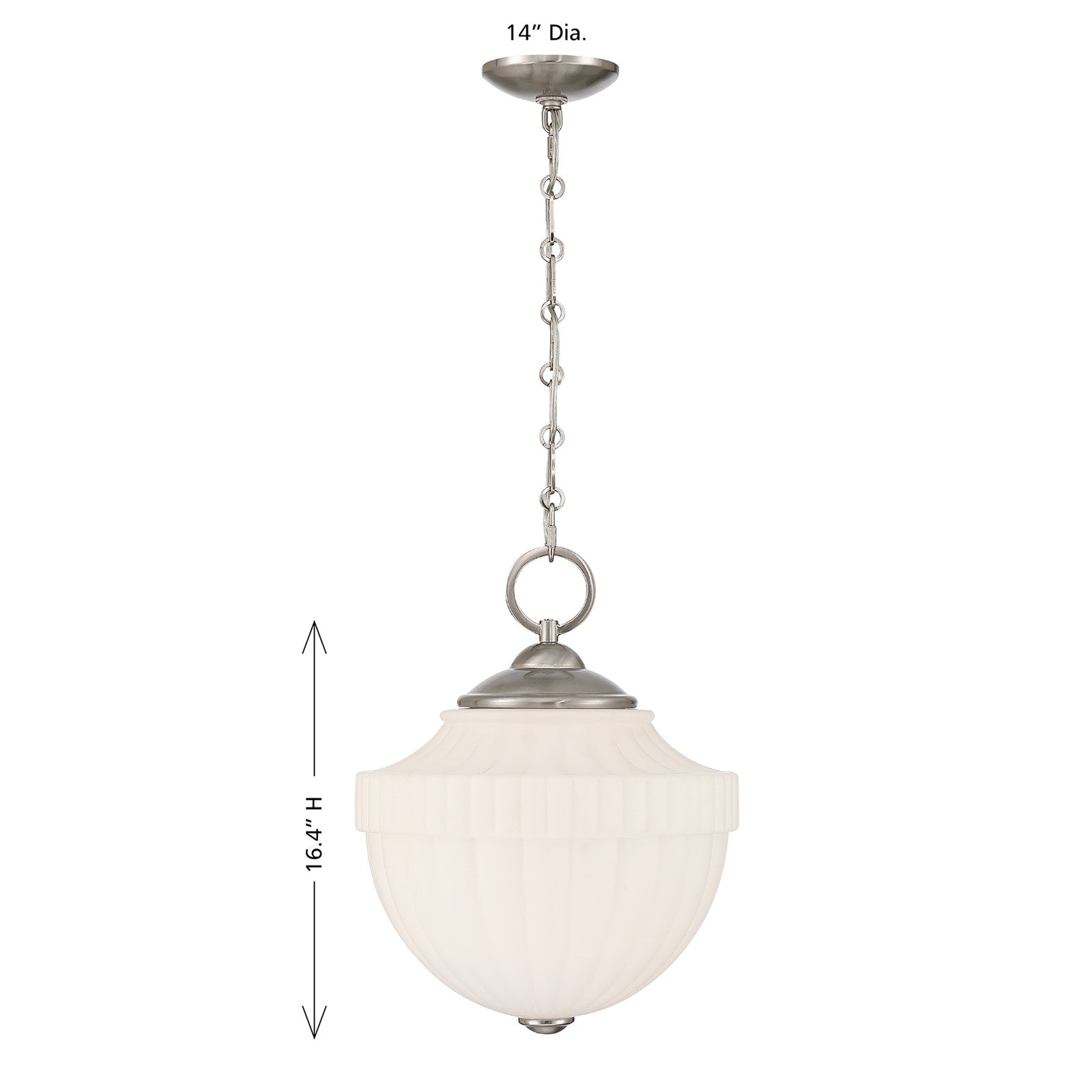 Savoy House Montrose 14in 1-Light Pendant | Vintage Satin Nickel and White Opal Glass | Kitchen & Breakfast Nook | 14 x 14 x 16.38 in | Model 7-6999-1-SN