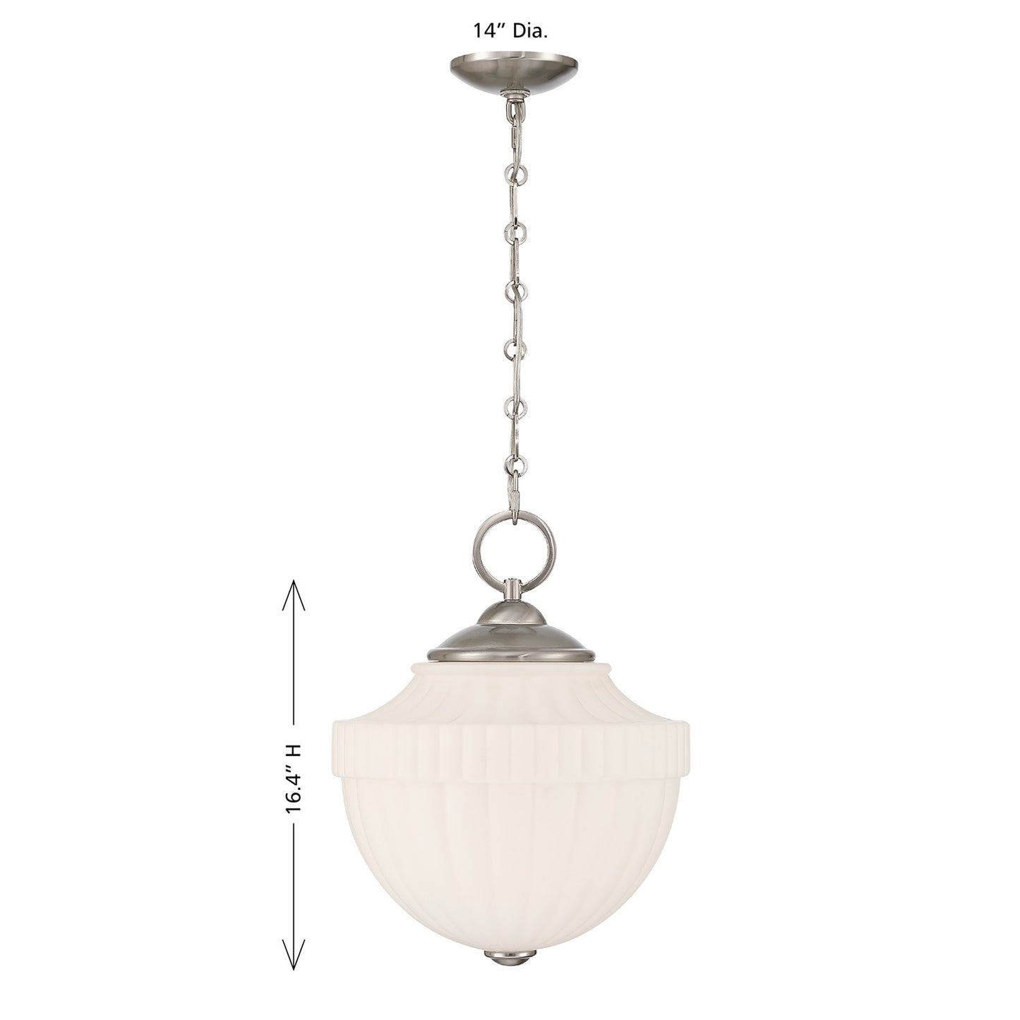 Savoy House Montrose 14in 1-Light Pendant | Vintage Satin Nickel and White Opal Glass | Kitchen & Breakfast Nook | 14 x 14 x 16.38 in | Model 7-6999-1-SN