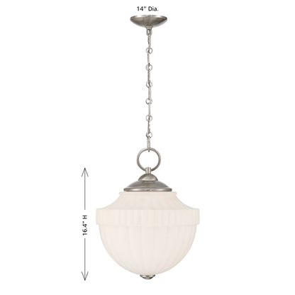 Savoy House Montrose 14in 1-Light Pendant | Vintage Satin Nickel and White Opal Glass | Kitchen & Breakfast Nook | 14 x 14 x 16.38 in | Model 7-6999-1-SN