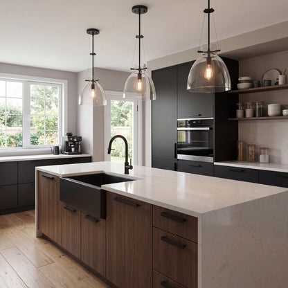 1 Light Pendant, Matte Black