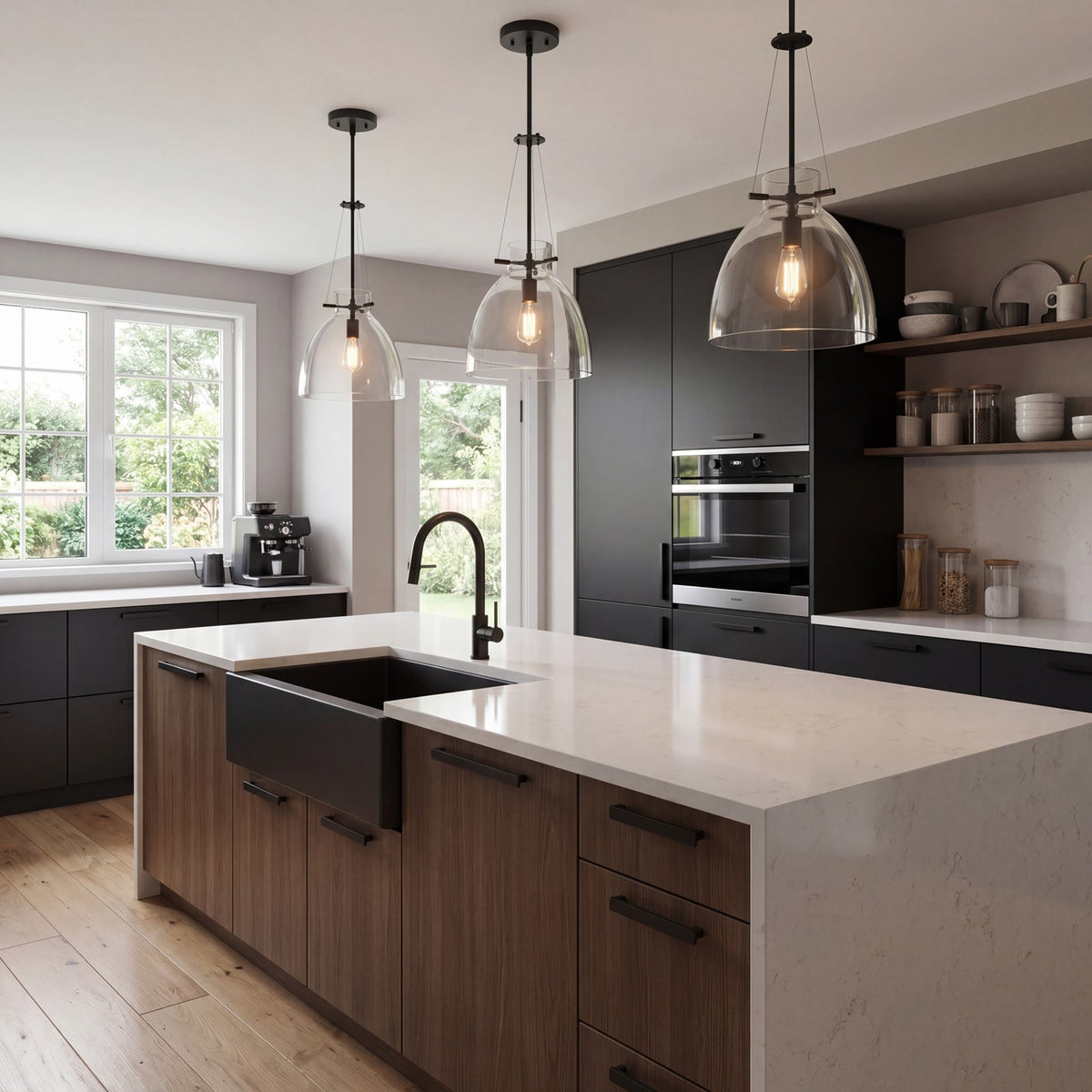 1 Light Pendant, Matte Black
