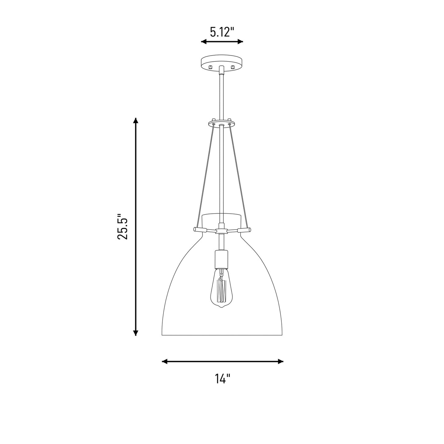 1 Light Pendant, Matte Black
