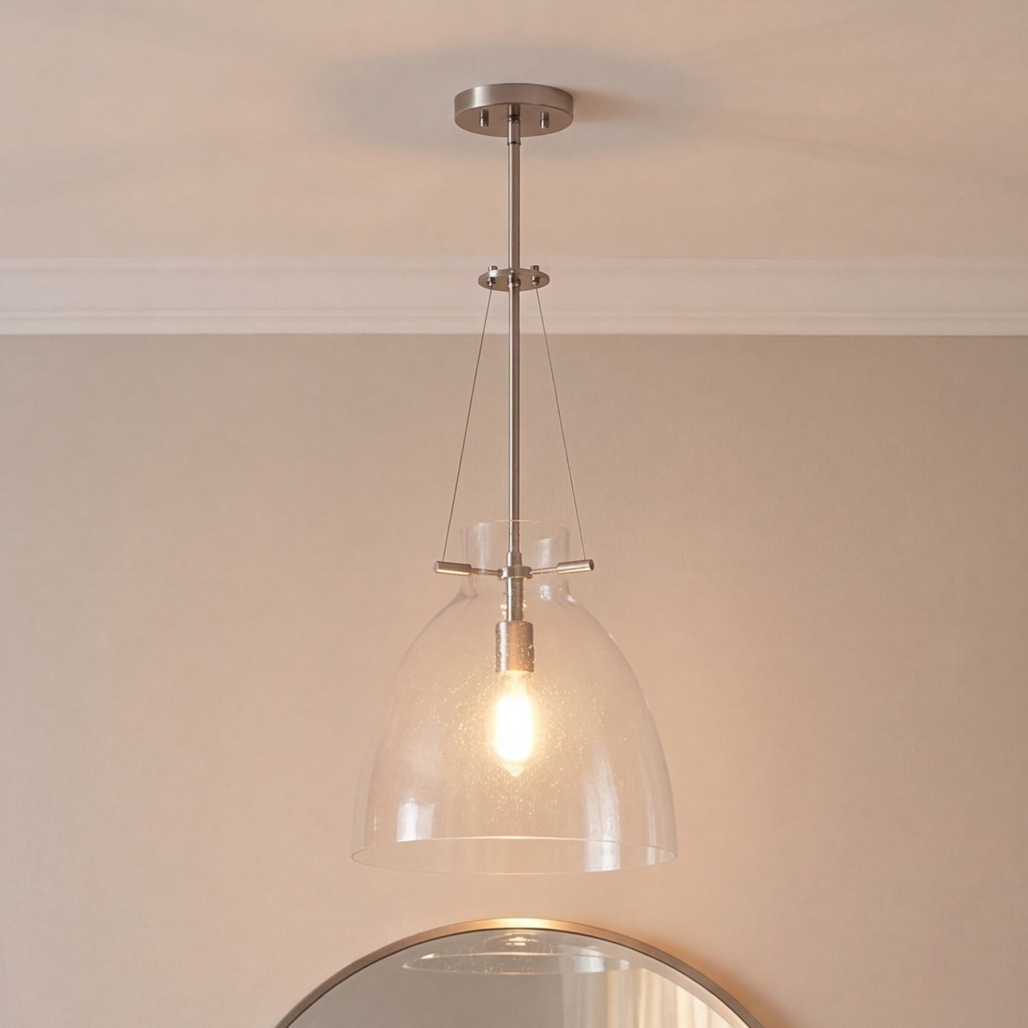 1 Light Pendant, Satin Nickel