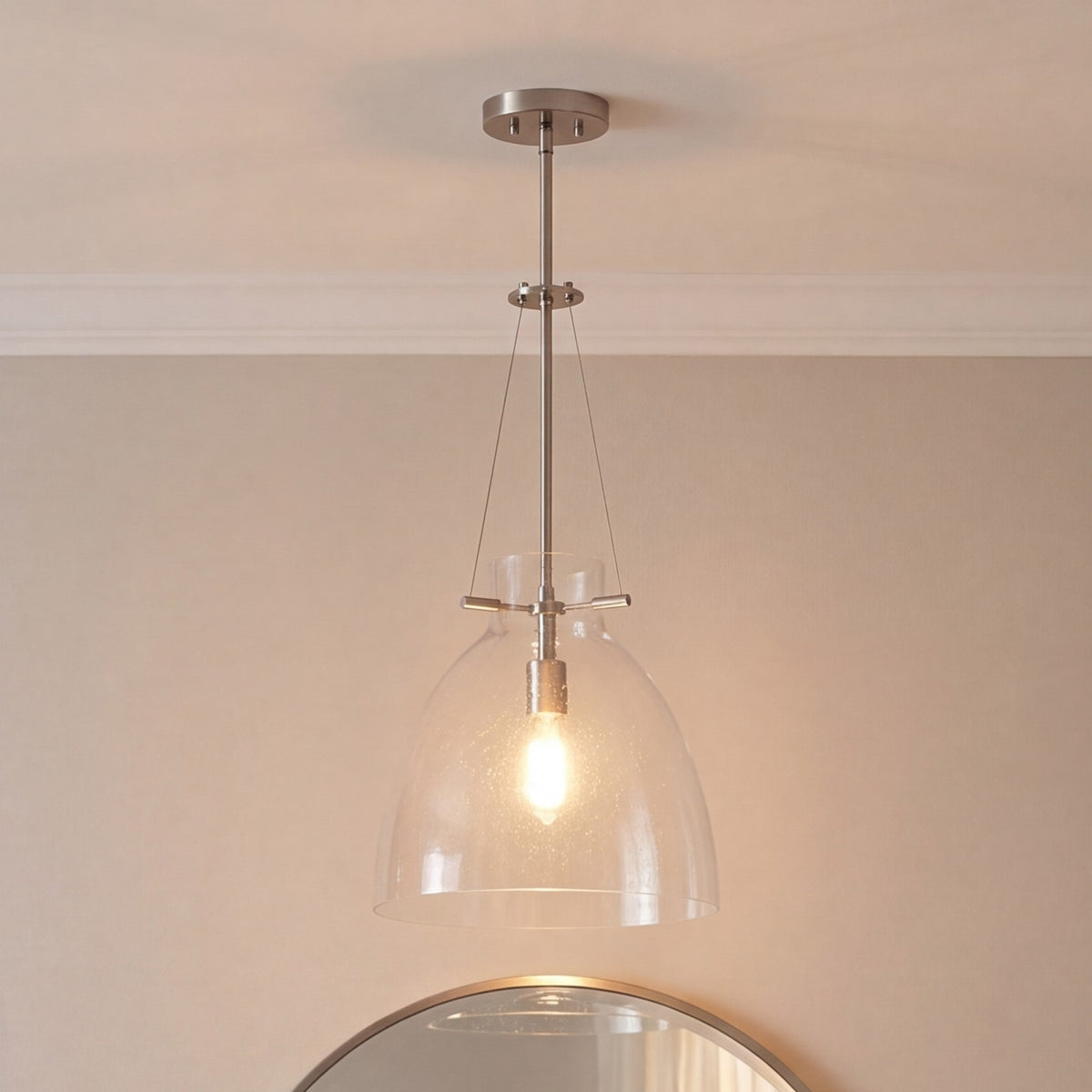 1 Light Pendant, Satin Nickel