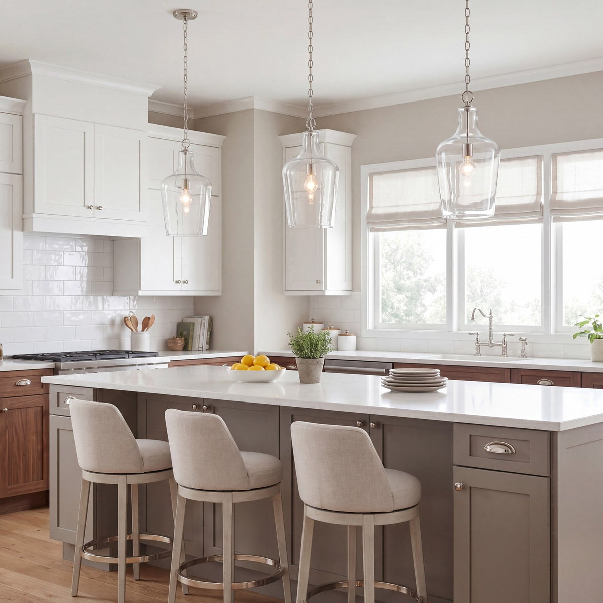 1 Light Pendant, Polished Nickel