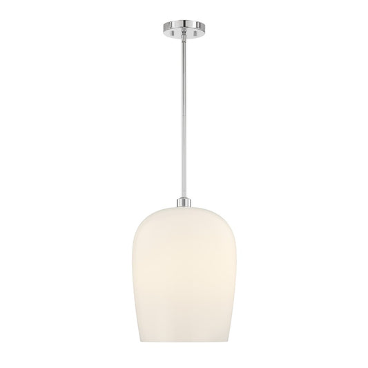 Savoy House Livingston 1 Lt Pendant, Chrome/White Opal, Chrome