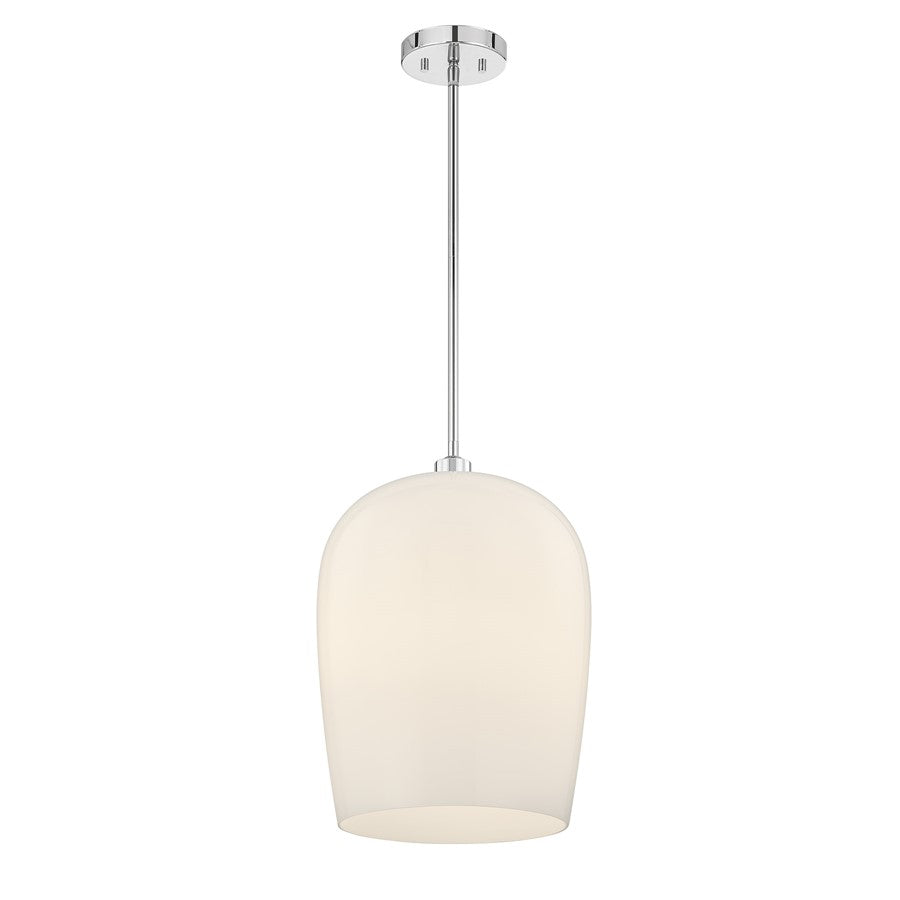 Savoy House Livingston 1 Lt Pendant, Chrome/White Opal, Chrome