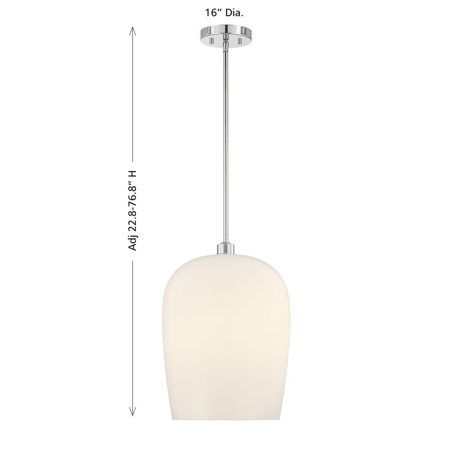 Savoy House Livingston 1 Lt Pendant, Chrome/White Opal, Chrome