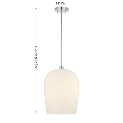 Savoy House Livingston 1 Lt Pendant, Chrome/White Opal, Chrome