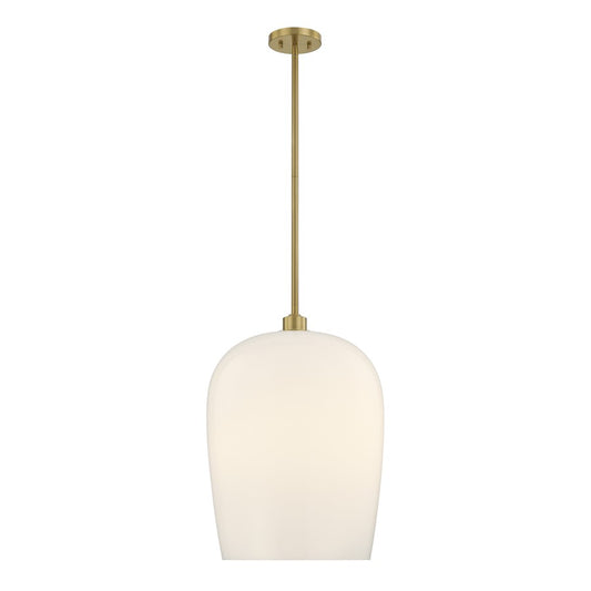 Savoy House Livingston 1 Lt Pendant, White Opal, Warm Brass