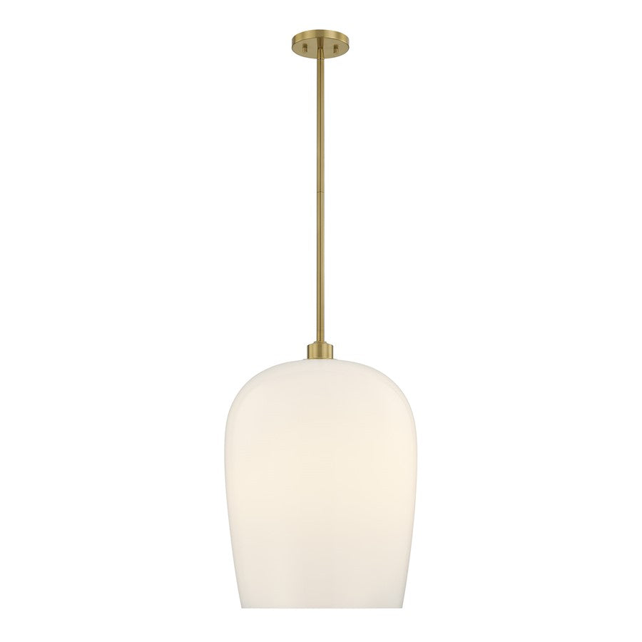Savoy House Livingston 1 Lt Pendant, White Opal, Warm Brass