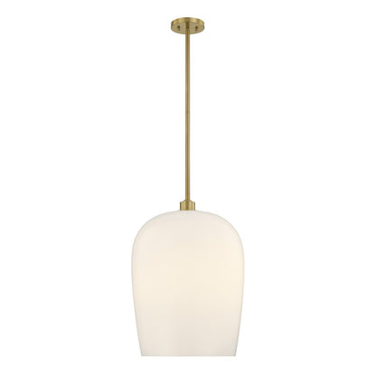 Savoy House Livingston 1 Lt Pendant, White Opal, Warm Brass