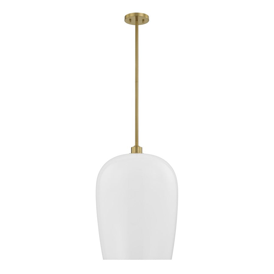 Savoy House Livingston 1 Lt Pendant, White Opal, Warm Brass